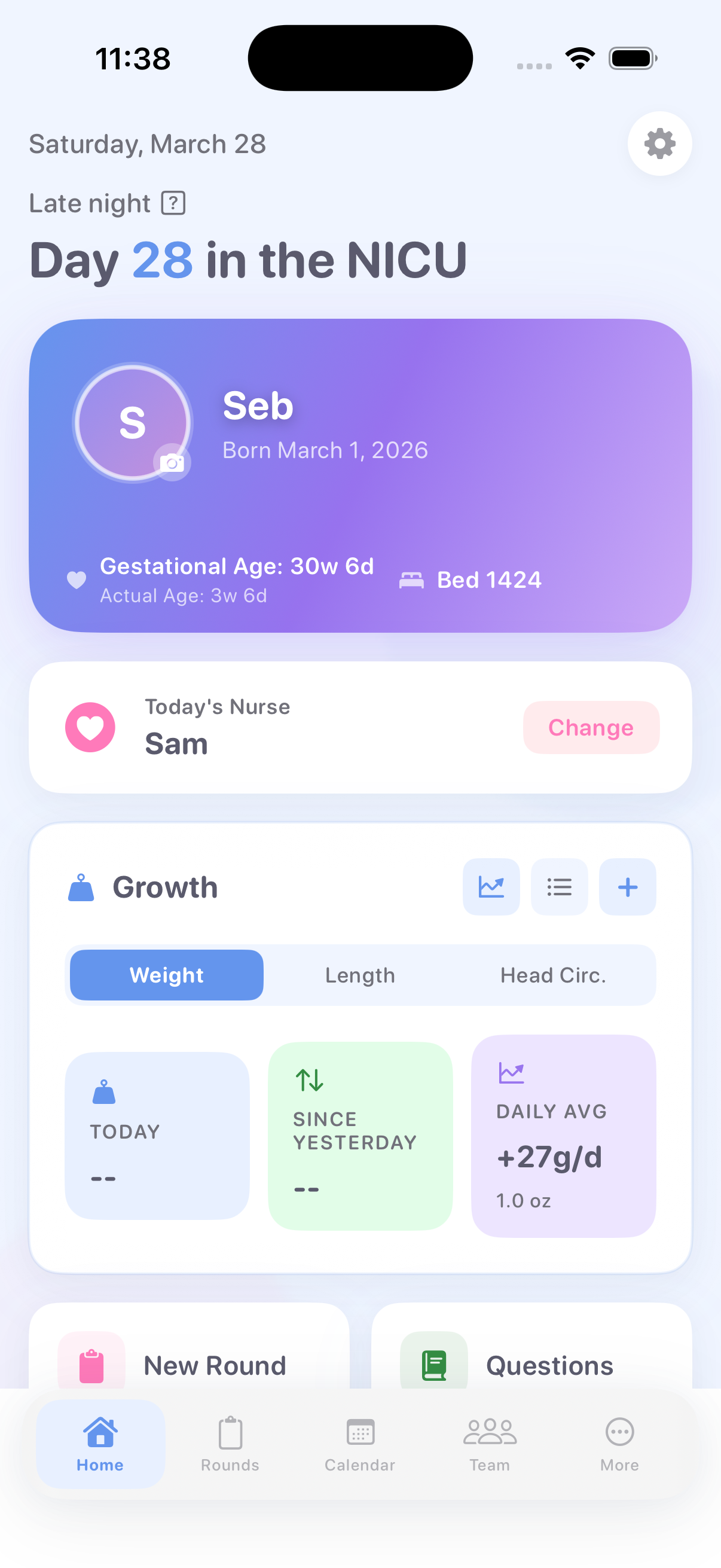Roo app home screen